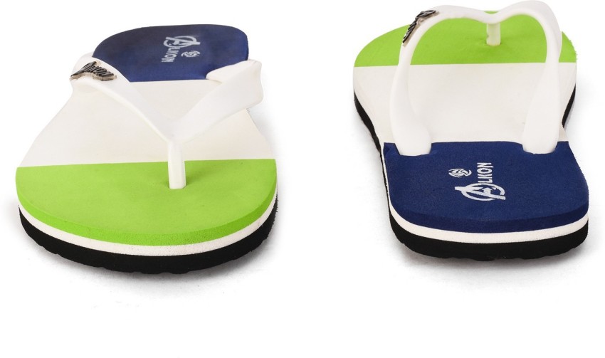 ALKON Men Stylish Comfortable Green White Navy Chappal Slides