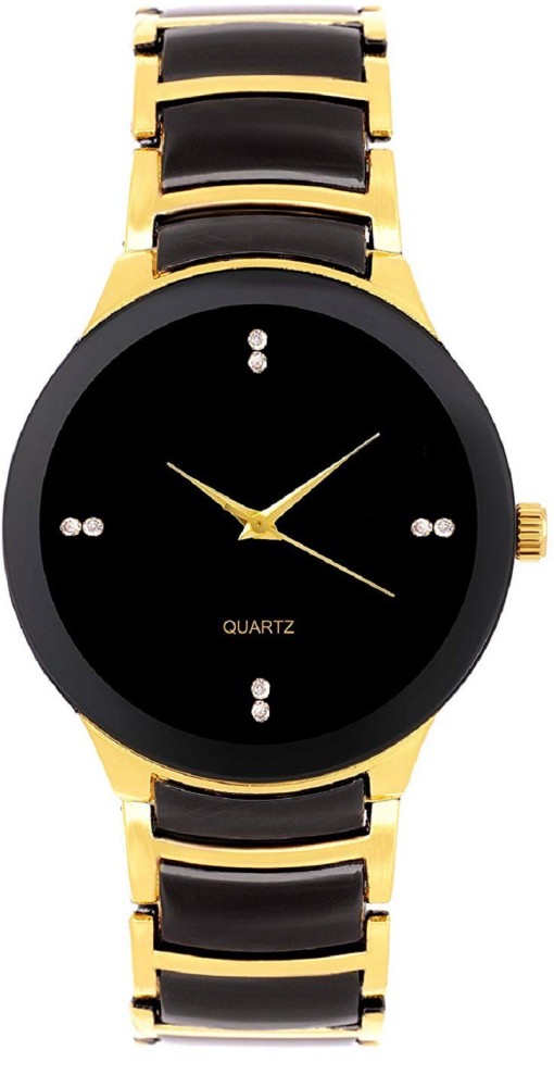 Black and discount gold watch mens