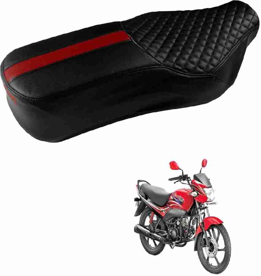 Bike Tank Cover for Honda shine Passion pro BS4 / Black with Red / 2 Zipped  Compartment / 13 cm Expandable Compartment with Velcro