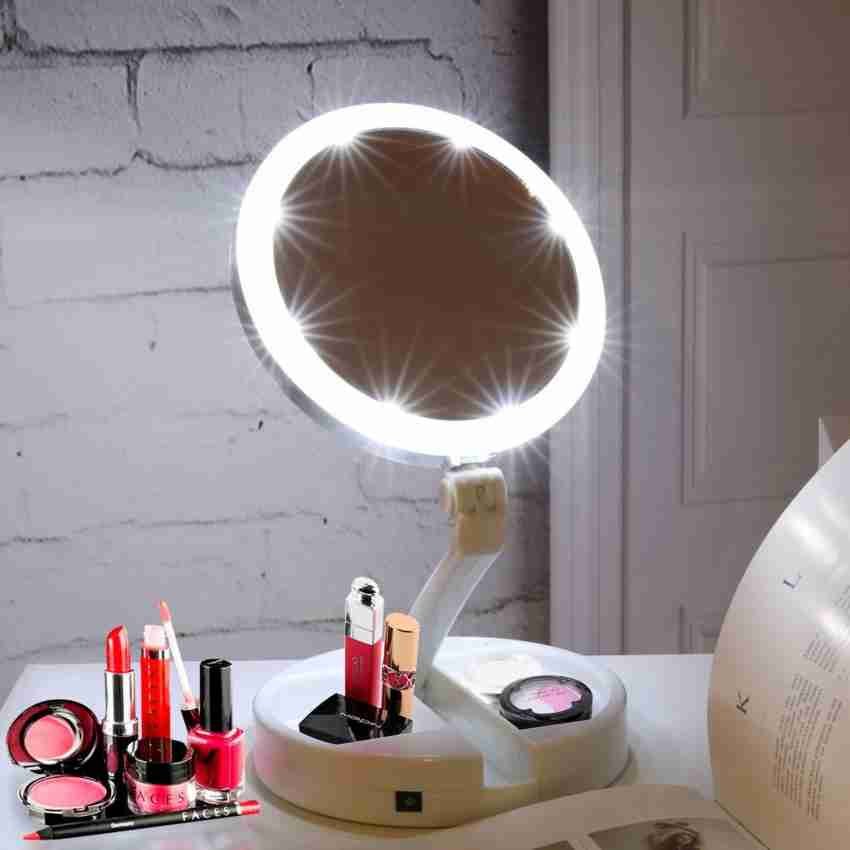 Led Makeup Mirror & Massage Comb Set, Travel Portable Lighted