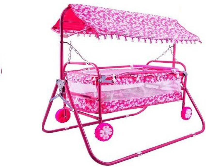 Baby Love Newborn Babies Cradle Swing Jhula Palna Bedding Bed Crib Bassinet with Mosquito Net Pink Buy Baby Care Products in India Flipkart