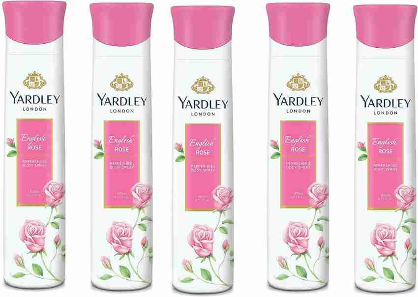 Yardley London English Rose 150ML Each Pack of 5 Body Spray