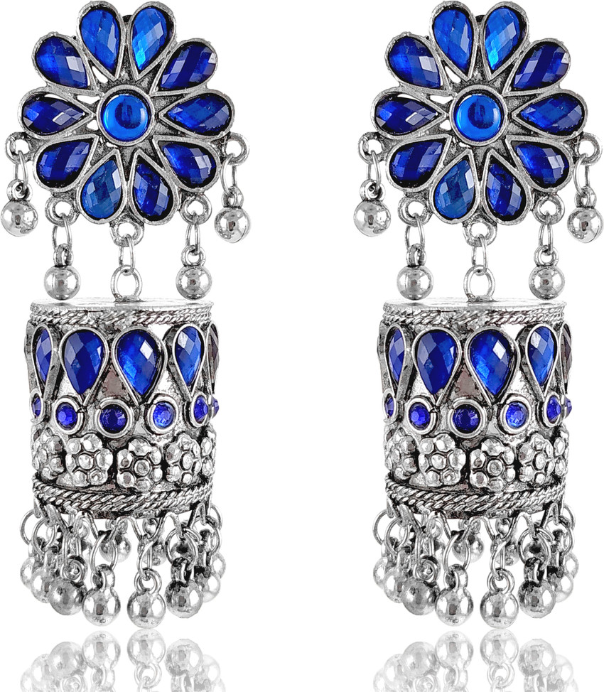 Flipkart.com - Buy sharmi Creation Blue stones flower style jhumka