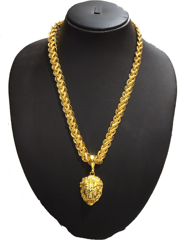 Gold chain online lion pendant