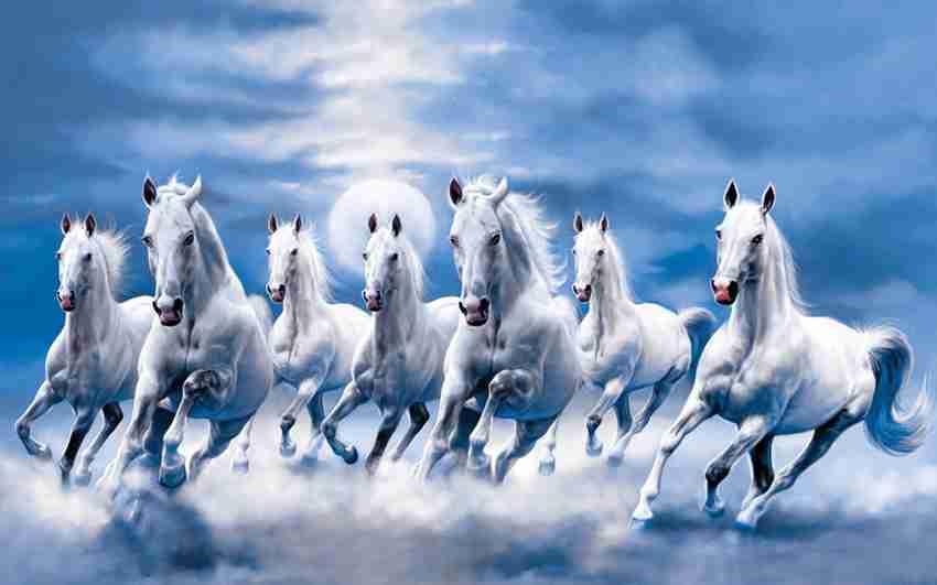 Vastu Seven Running Horses White Vastu Horses High Resolution 300