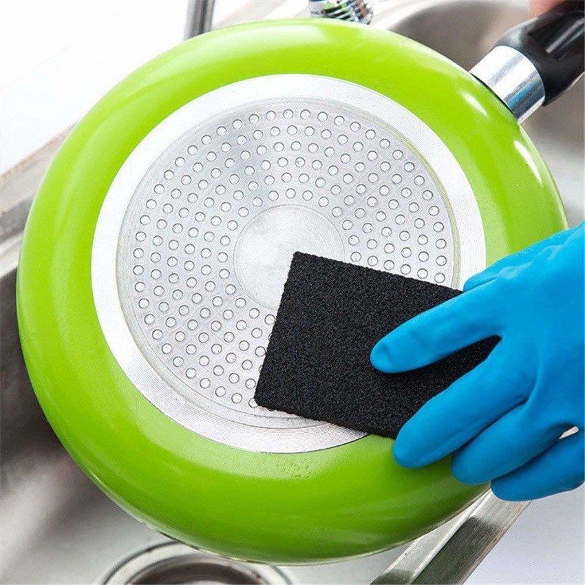 5/1pcs Black Emery Sponge Brush Rust Remover Dish Brush Pot