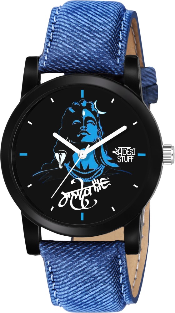 SWADESI STUFF Analog Watch For Men Buy SWADESI STUFF Analog Watch For Men stylish mahakal blue dial mahadev in blue strap Watch Online at Best Prices in India Flipkart