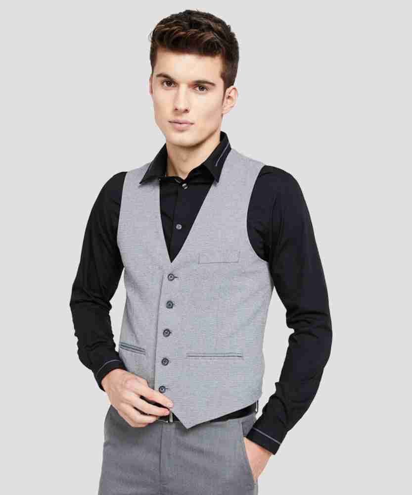 Black shirt and outlet grey waistcoat