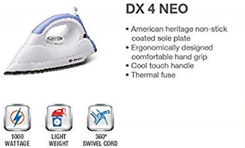 BAJAJ DX4 NEO Dry Iron White Lavender 1000 W Dry Iron Price in