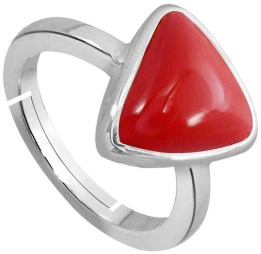 SHYAMKRIPA GEMS 7.25 Carat Red Coral Triangle Ring Certified