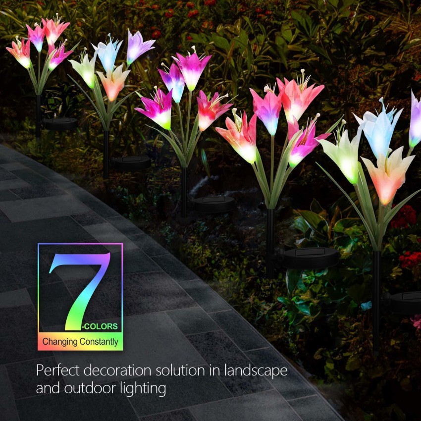 XERGY Solar Powered Colour Changing Lights with 12 Lily Flower Solar Light  SetÂ Â (Floor Mounted Pack of 3) Solar Light Set Price in India Buy XERGY Solar  Powered Colour Changing
