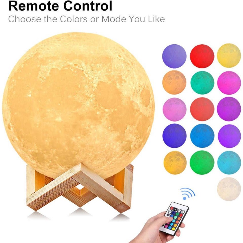 XERGY Moon Lamp 15 cm 3D Moon Lamp Remote & Touch Control 16 Colors Led 3D  Print Moon Night Light with USB Charging for Gift Birthday Table Lamp Price  in India 