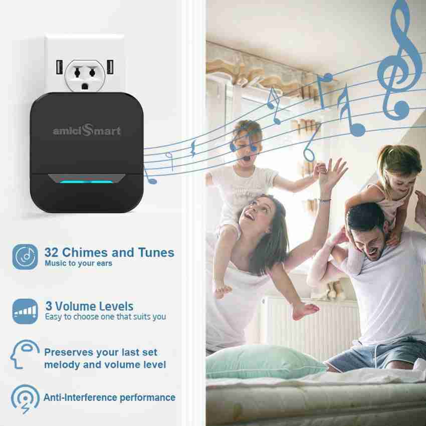 lokza Battery Free Wireless Doorbell Chime Kit 150M Range with 52 Tones 4  Level Volume Wireless Door Chime Price in India - Buy lokza Battery Free  Wireless Doorbell Chime Kit 150M Range