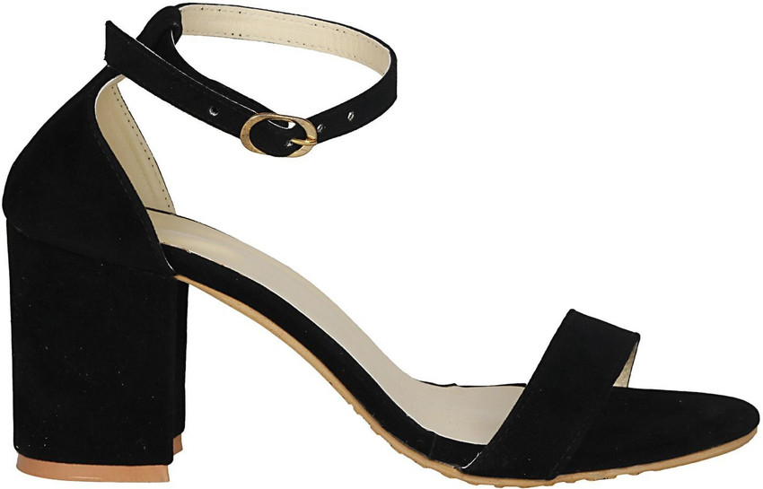 Black colour heel sandals top