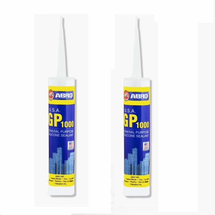 ABRO GP-1000 Clear General Purpose Silicone Sealant Water Resistant Surface  Adhesive for Glass, Wood, Metal & Tiles (2Pcs) Adhesive Price in India -  Buy ABRO GP-1000 Clear General Purpose Silicone Sealant Water