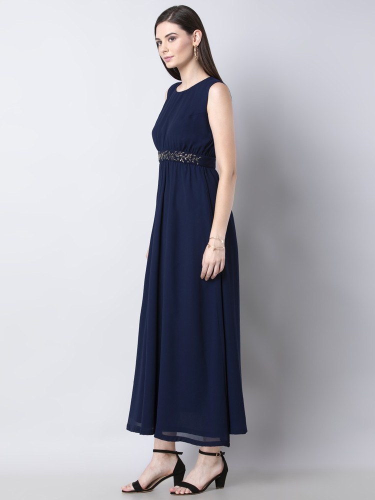 FABALLEY Women Maxi Dark Blue Dress Buy FABALLEY Women Maxi Dark