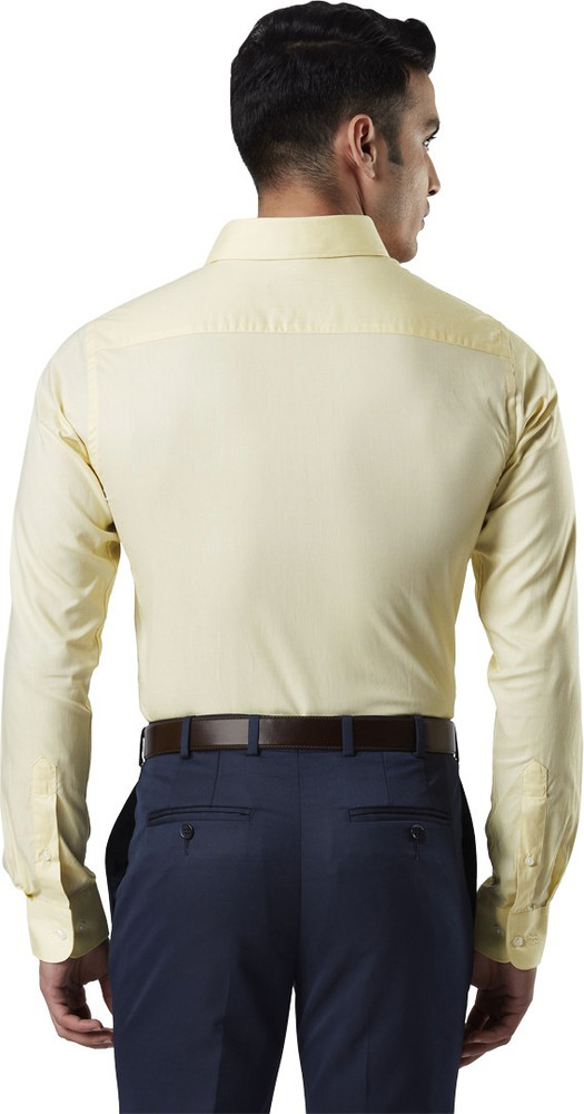Raymond Men Solid Formal Yellow Shirt Buy Raymond Men Solid