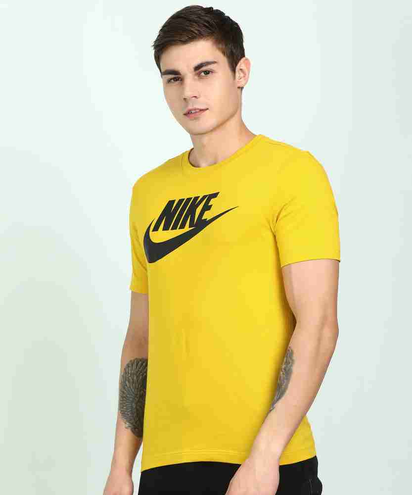 NIKE Printed Men Round Neck Yellow T Shirt Buy NIKE Printed Men