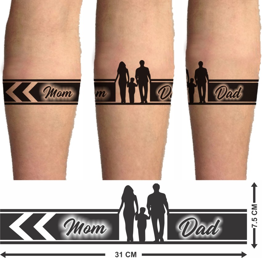 Mom Dad With Heart Tattoo Waterproof Men and Women Temporary Body Tattoo