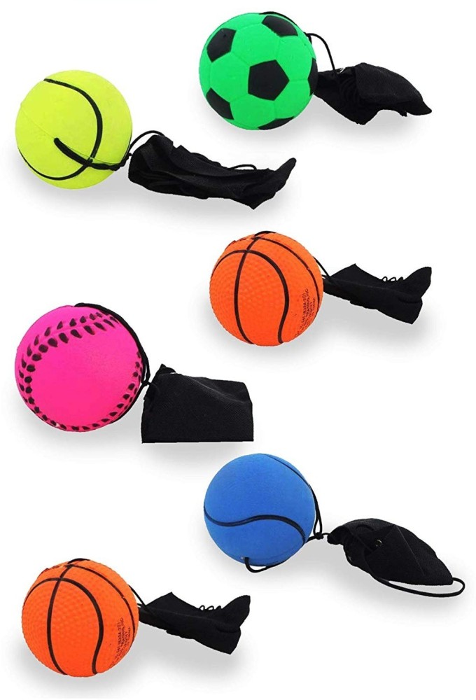 FIDDLERZ Wrist Stringed Rubber Ball,Wrist Band Ball , Yo-Yo Ball ,Bounce  Ball Rubber Training Ball Toy for Kids with Basketball, Tennis Style Ball  Perfect for Goodie Bags and Party Favors - Wrist