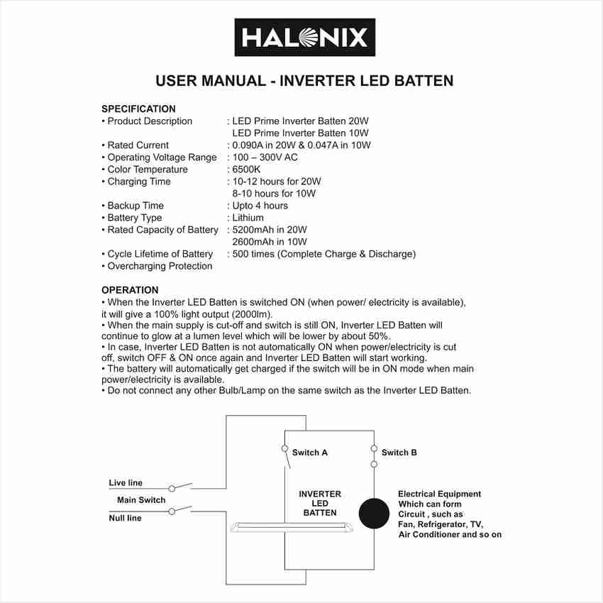 Halonix inverter led tube light 20w price deals