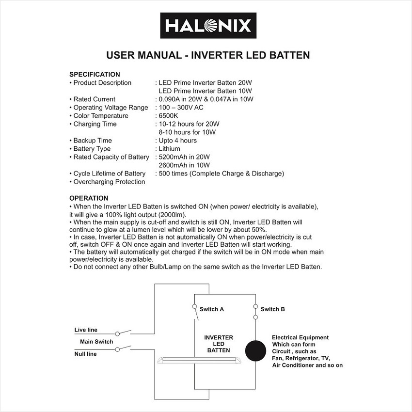 Halonix inverter store tube light 20w