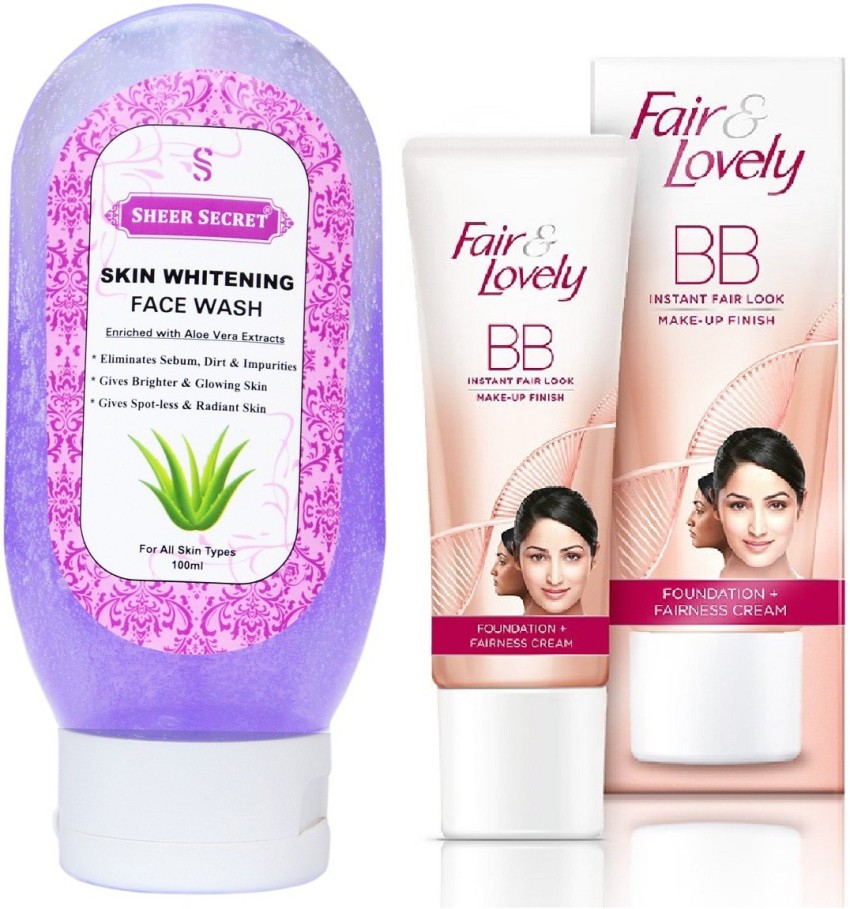 Sheer Secret Skin Whitening Face Wash 100ml and BB Foundation