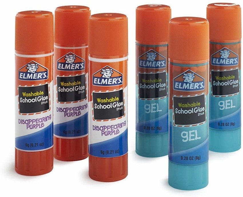 Elmer's Washable Disappearing Purple School Glue Sticks, 0.21 oz, 6 count
