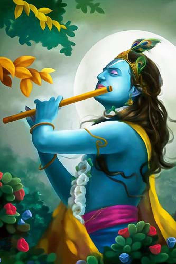 Krishna Beautiful Painting HD - HinduWallpaper