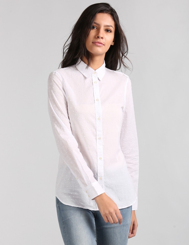 GAP Women Self Design Casual White Shirt Buy GAP Women Self