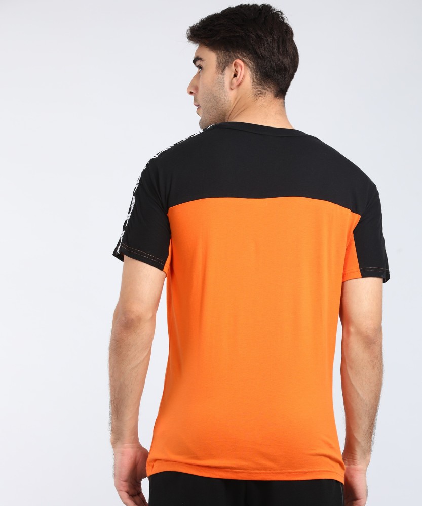 at Round PUMA Orange in Men Neck Colorblock Black, Online PUMA Round Best Orange - Buy T-Shirt Prices Colorblock Men Neck Black, India T-Shirt