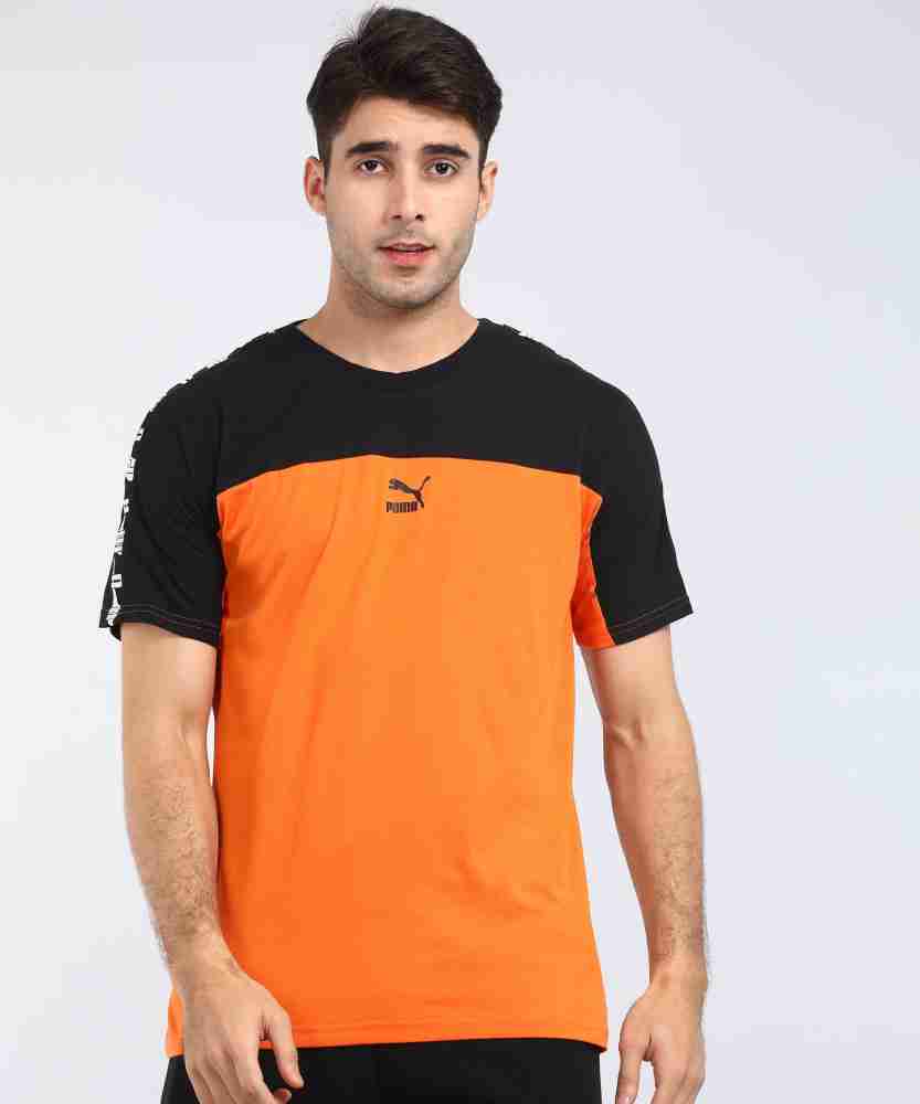 T-Shirt Best Black, Round Colorblock T-Shirt Online Round Orange at - PUMA India Prices Black, Men PUMA Orange in Neck Buy Men Colorblock Neck