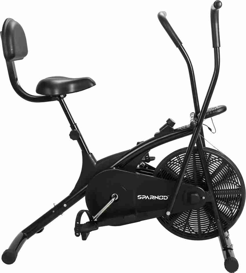 Sparnod Fitness SAB 05 Air Bike Exercise Cycle with back support and moving handles Dual Action Stationary Exercise Bike