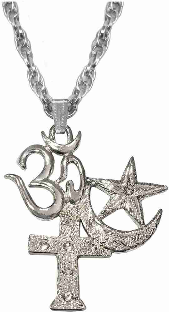 Men Style Religious Jewelry Om Allah Cross Locket With Chain