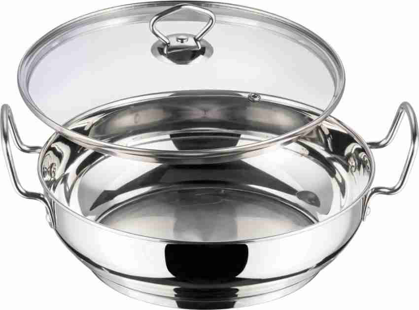 Vinod Cookware Stainless Steel Kadai with Lid 3.7 Liters, IKD 26