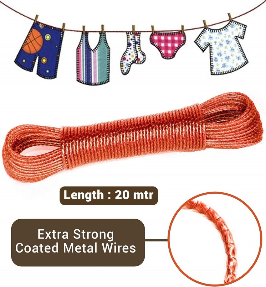 OSSDEN (Pack of 2) 20 Meter Cloth Hanging Rope For Drying Clothes PVC  Coated Copper, Plastic Clothesline Price in India - Buy OSSDEN (Pack of 2)  20 Meter Cloth Hanging Rope For