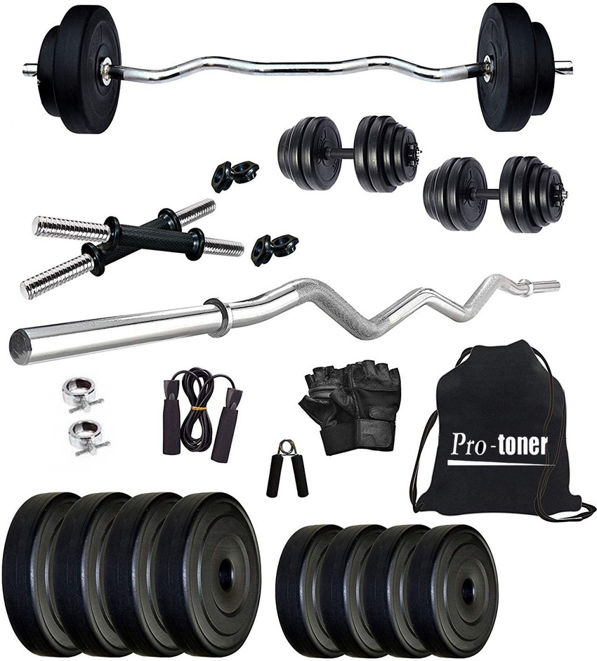 Muskular 20 kg plates with 3 rods with accessories home gym combo 2025