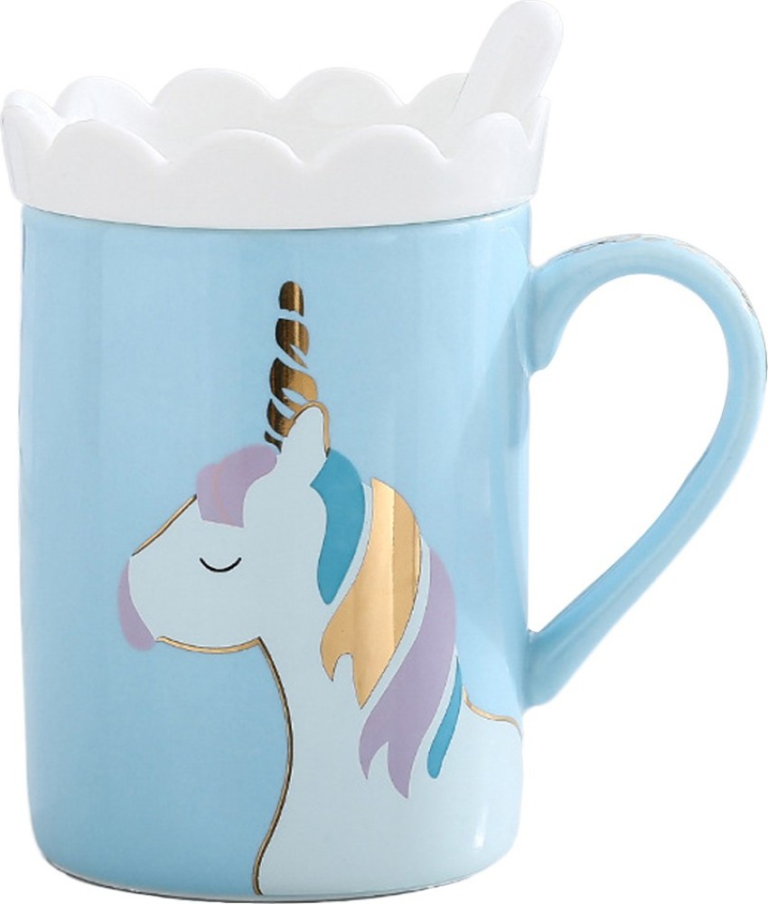 BONZEAL Unicorn Glass with Lid Spoon Random Design Tea Cup Birthday Gift  Item Ceramic Coffee Mug Price in India - Buy BONZEAL Unicorn Glass with Lid  Spoon Random Design Tea Cup Birthday