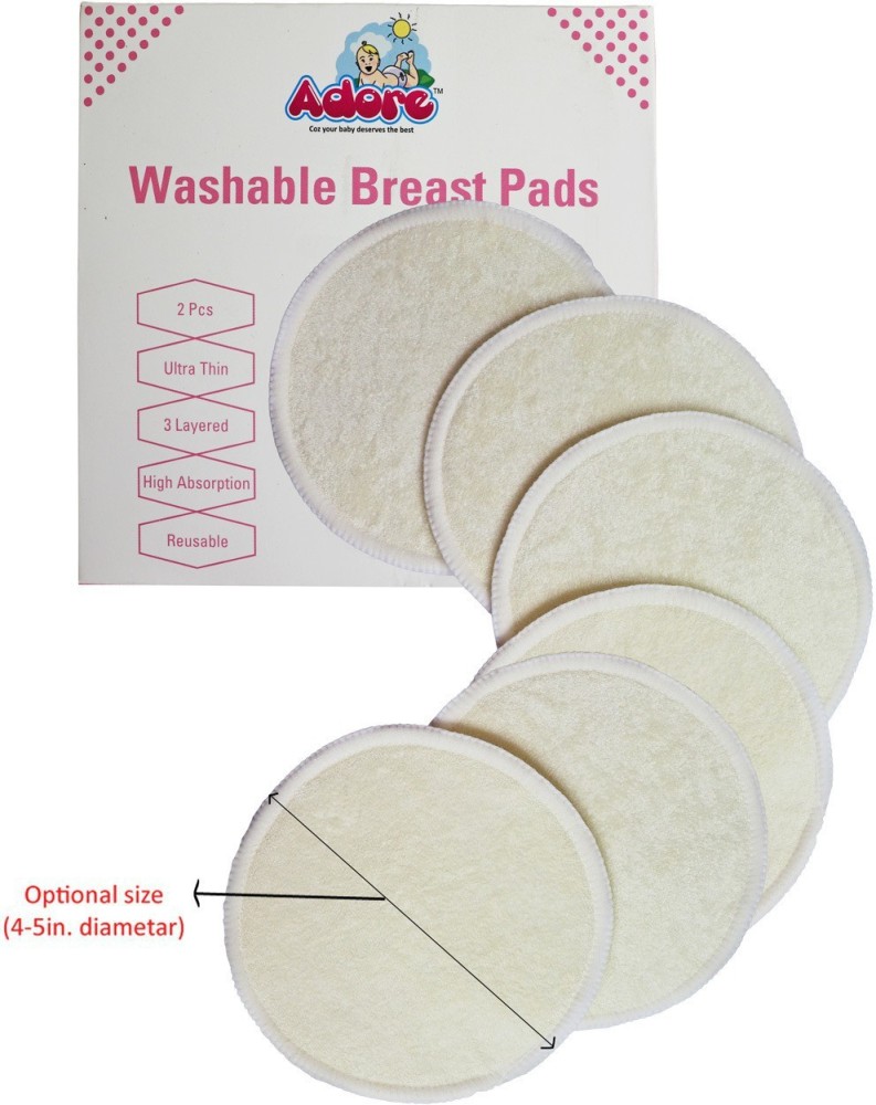 Adore Supper Soft Organic Bamboo 3-Layer Design Reusable Nursing Breast Pads  (White) - Pack of 4 Nursing Breast Pad Price in India - Buy Adore Supper  Soft Organic Bamboo 3-Layer Design Reusable