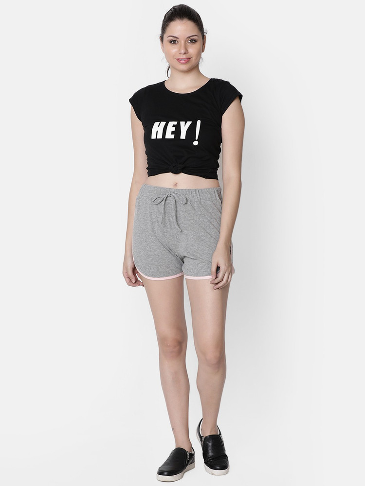 Rute Solid Women Grey Basic Shorts Buy Rute Solid Women Grey