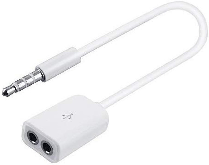 THE MOBILE POINT White 2 in 1 3.5 mm Stereo Audio Male To 2 X 3.5