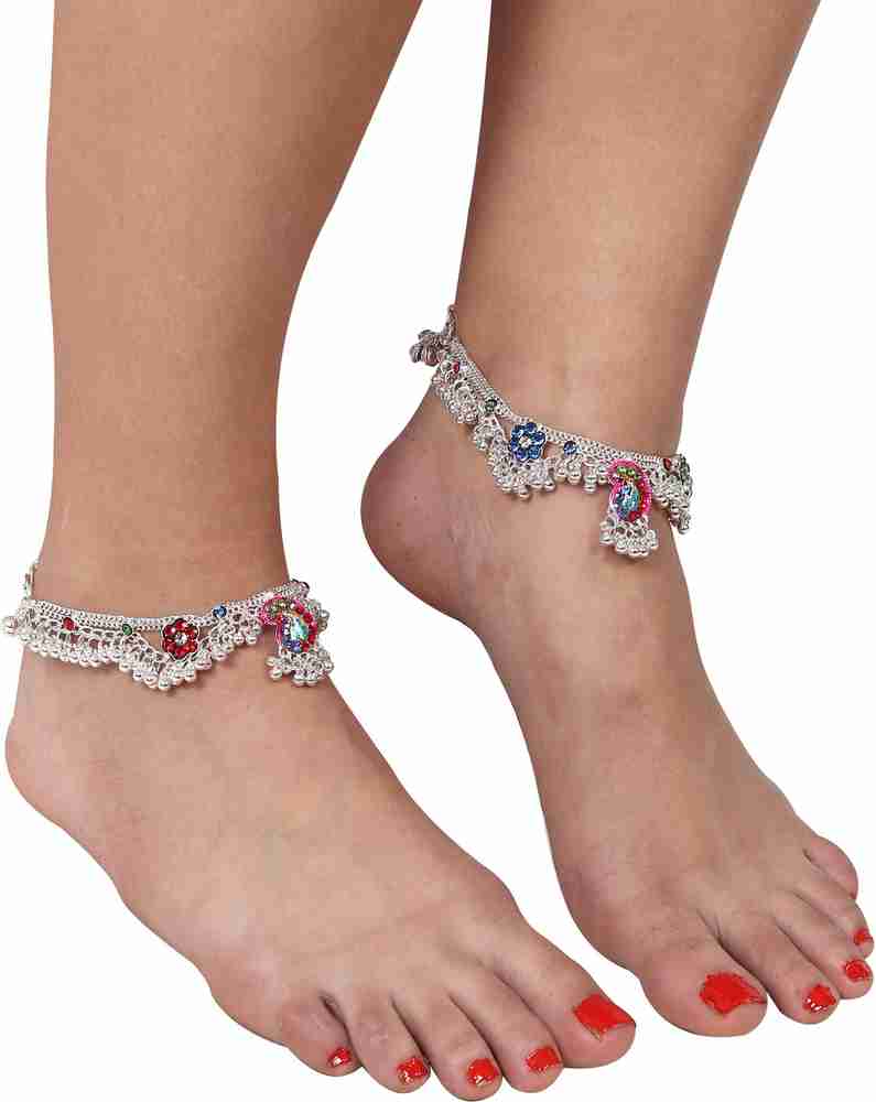 styles creation Stylish Designer Silver Anklets For Women