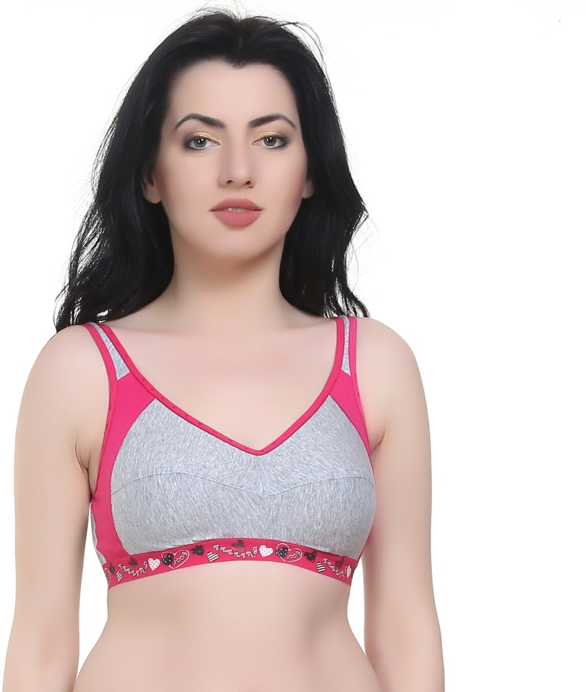 Buy Featherline Seamless Non-Padded Color Block Design Casual Women's  Sports Bras (Tomato, White, 36B) at