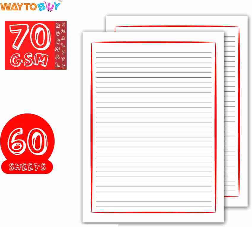 WAYTOBUY A4 60 Assignment Or Project 2 Line Black Border 70  GSM One Side Ruled Normal Size (A4) 70 gsm Bond Paper - Bond Paper