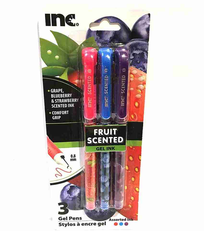 INC Scented Gel Pens (3 Pack) Grape, Blueberry & Strawberry with Comfort  Grip