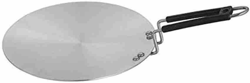 Aluminum Non-Stick Hard-Anodized Roti Tawa Griddle Pan with Riveted Handle  - 25cm, Grey