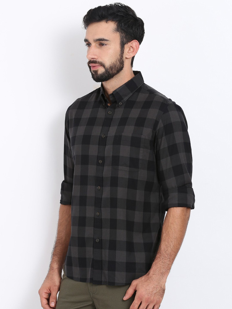 Black check shirt top mens india
