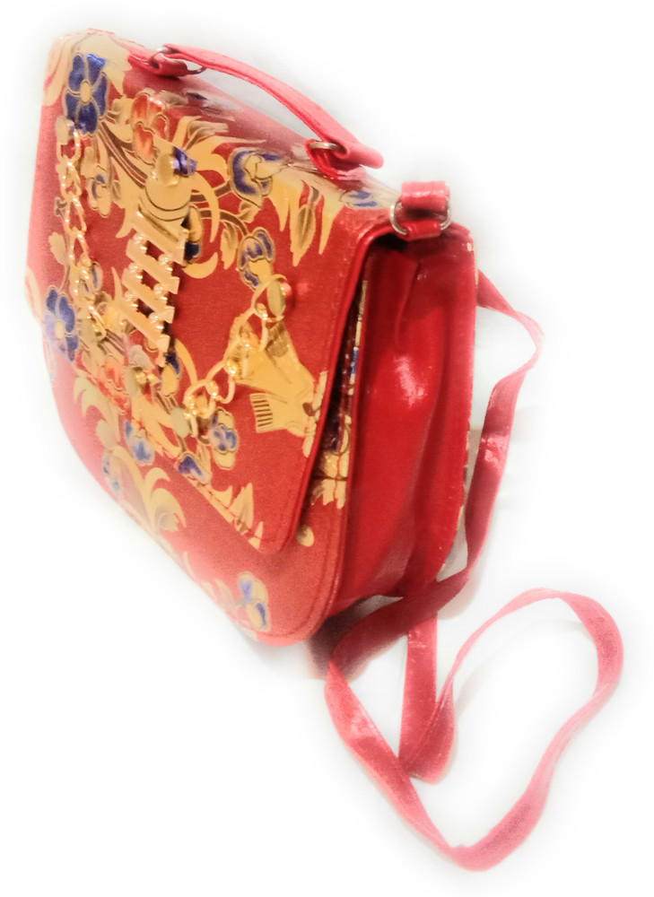 GRAZIE SHOPPY Red Sling Bag Girls Party Bags Red Blue Gold