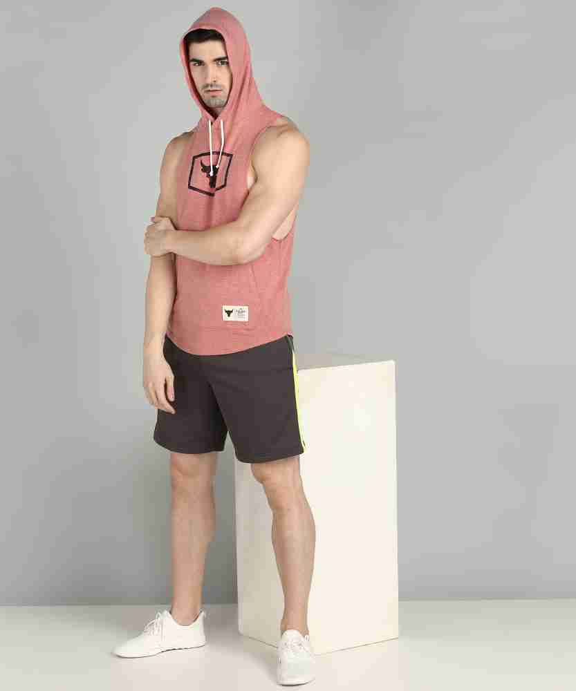 Men's project rock sleeveless best sale hoodie pink