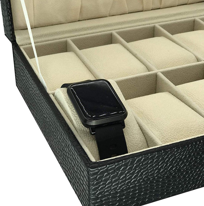  READAEER 10 Slot PU Leather Watch Box Organizer Watch